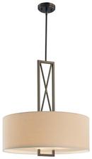 25-3/4 in. 100W 3-Light Pendant in Harvard Court Bronze with White Linen Glass Shade