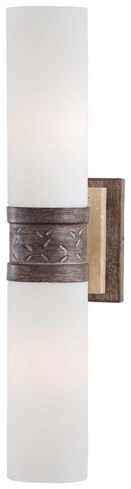 Minka Lavery Aged Patina Iron 2-Light Wall Sconce with Etched Opal Glass Shade 