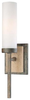 1-Light Wall Sconce in Aged Patina Iron with Etched Opal Glass Shade