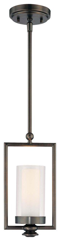 Minka Lavery Harvard Court Bronze 12-1/2 in. 60W 1-Light Pendant with Etched Opal Glass Shade 