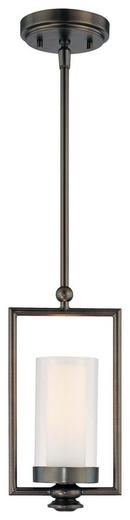 12-1/2 in. 60W 1-Light Pendant in Harvard Court Bronze with Etched Opal Glass Shade