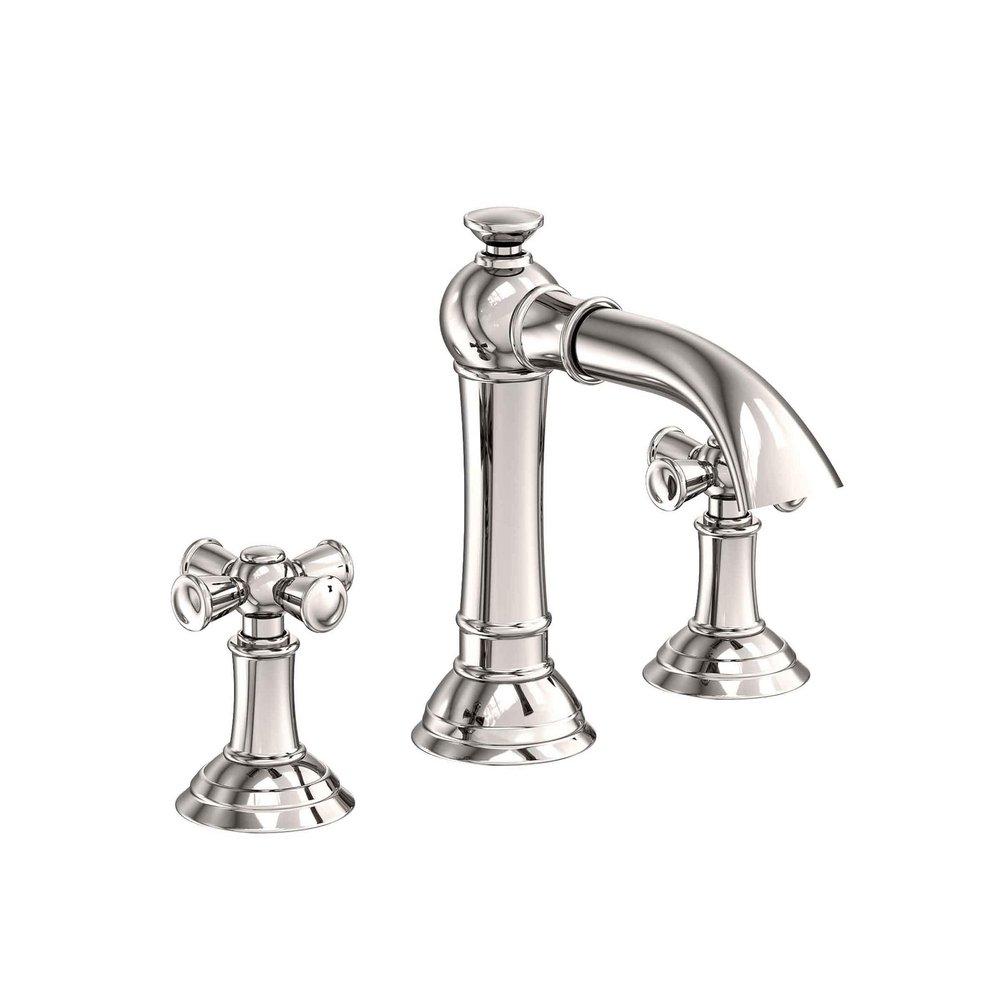 Newport Brass Polished Nickel - Natural Widespread Bathroom Sink Faucet with Double Cross Handle 