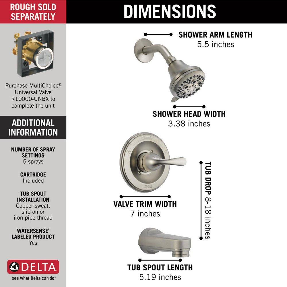 Delta Faucet Stainless Single Handle Single Function Bathtub & Shower Faucet (Trim Only) 