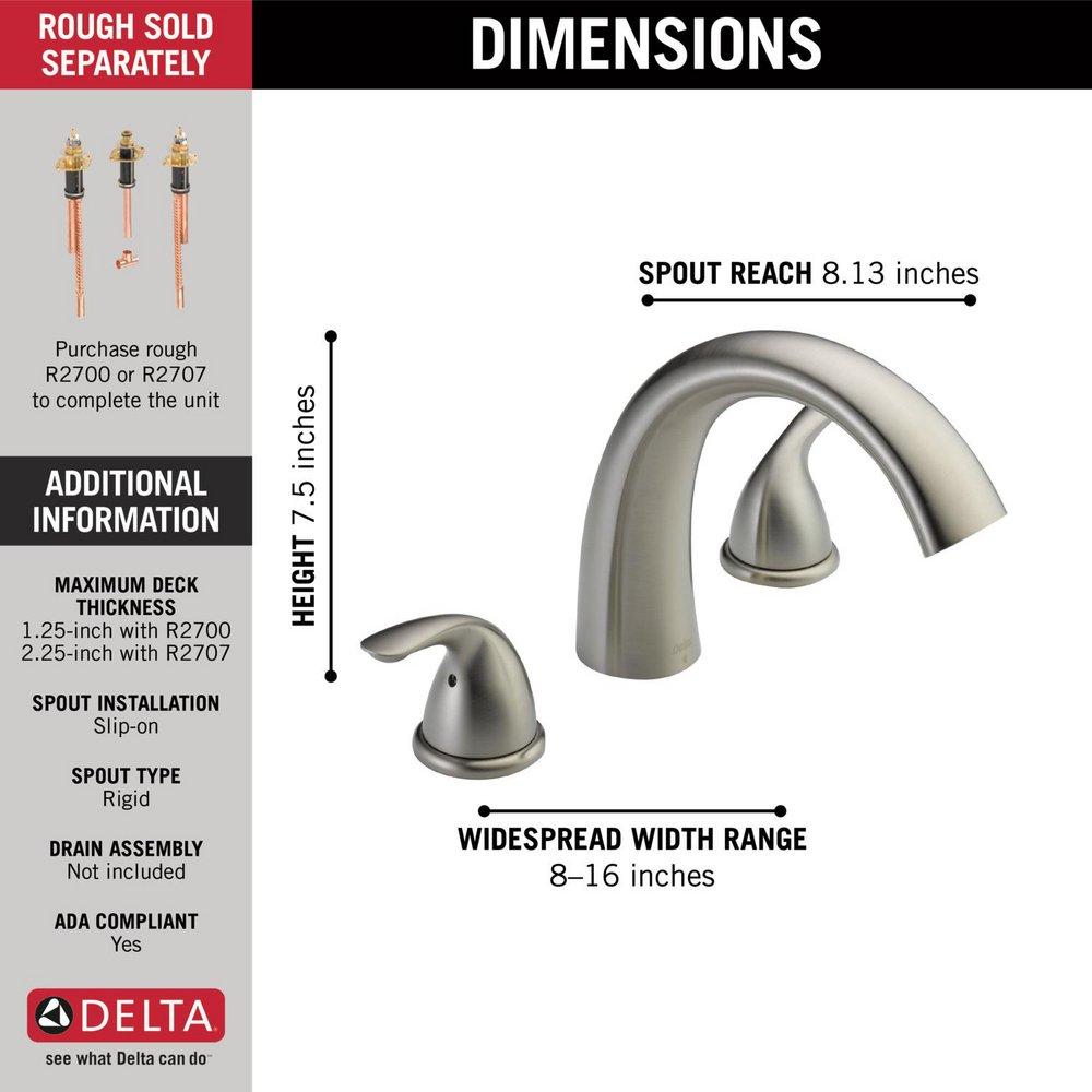 Delta Faucet Stainless Two Handle Roman Tub Faucet Trim Only 