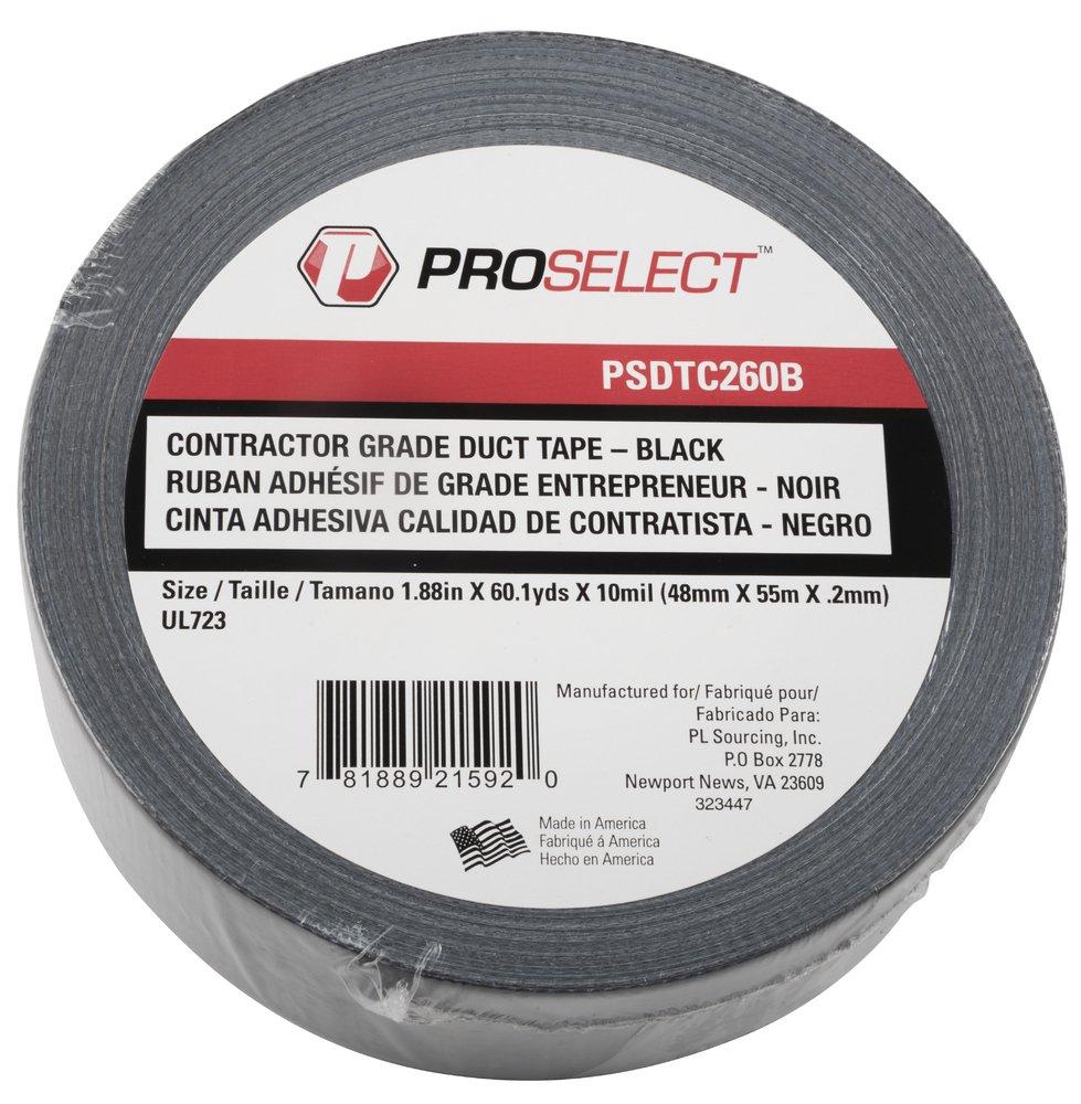 PROSELECT® Black 2 in. x 60 yd. Plastic Rubber Duct Tape Premium Grade 