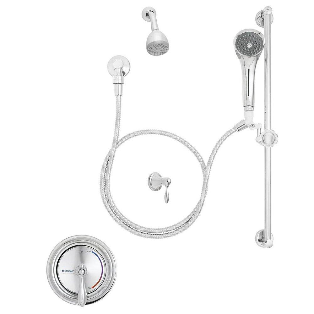 Speakman Polished Chrome Pressure Balancing Valve Shower Combination with Single Lever Handle 