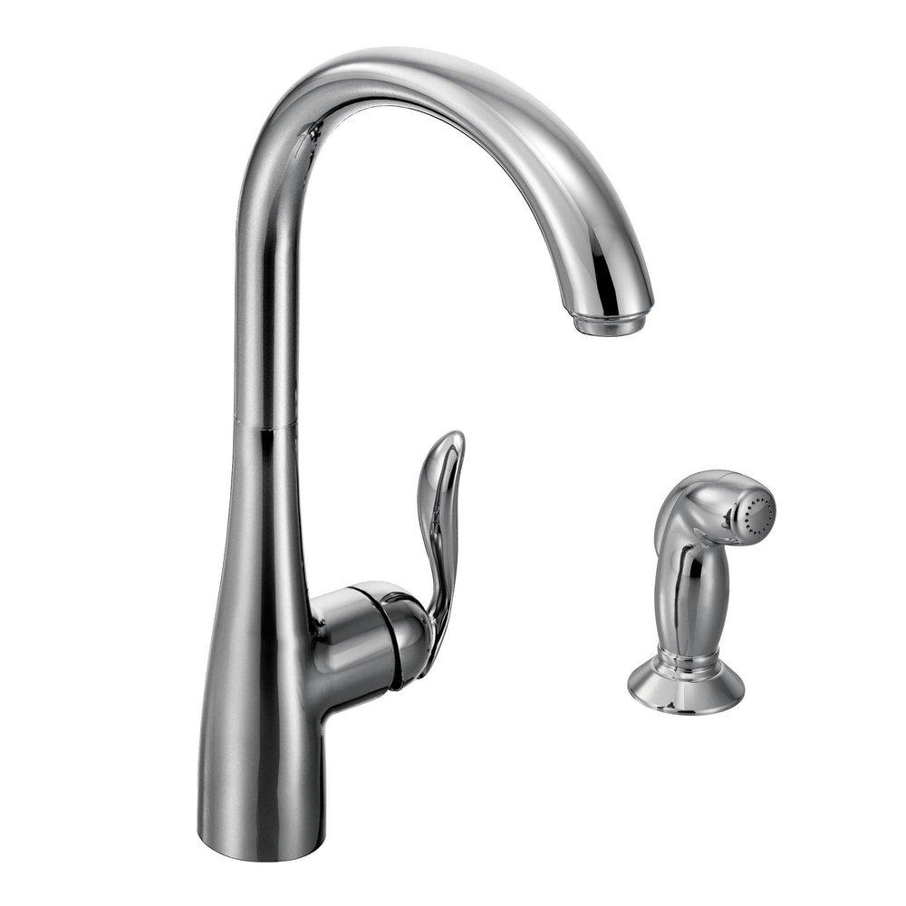 Moen Polished Chrome Single Handle Kitchen Faucet with Side Spray 