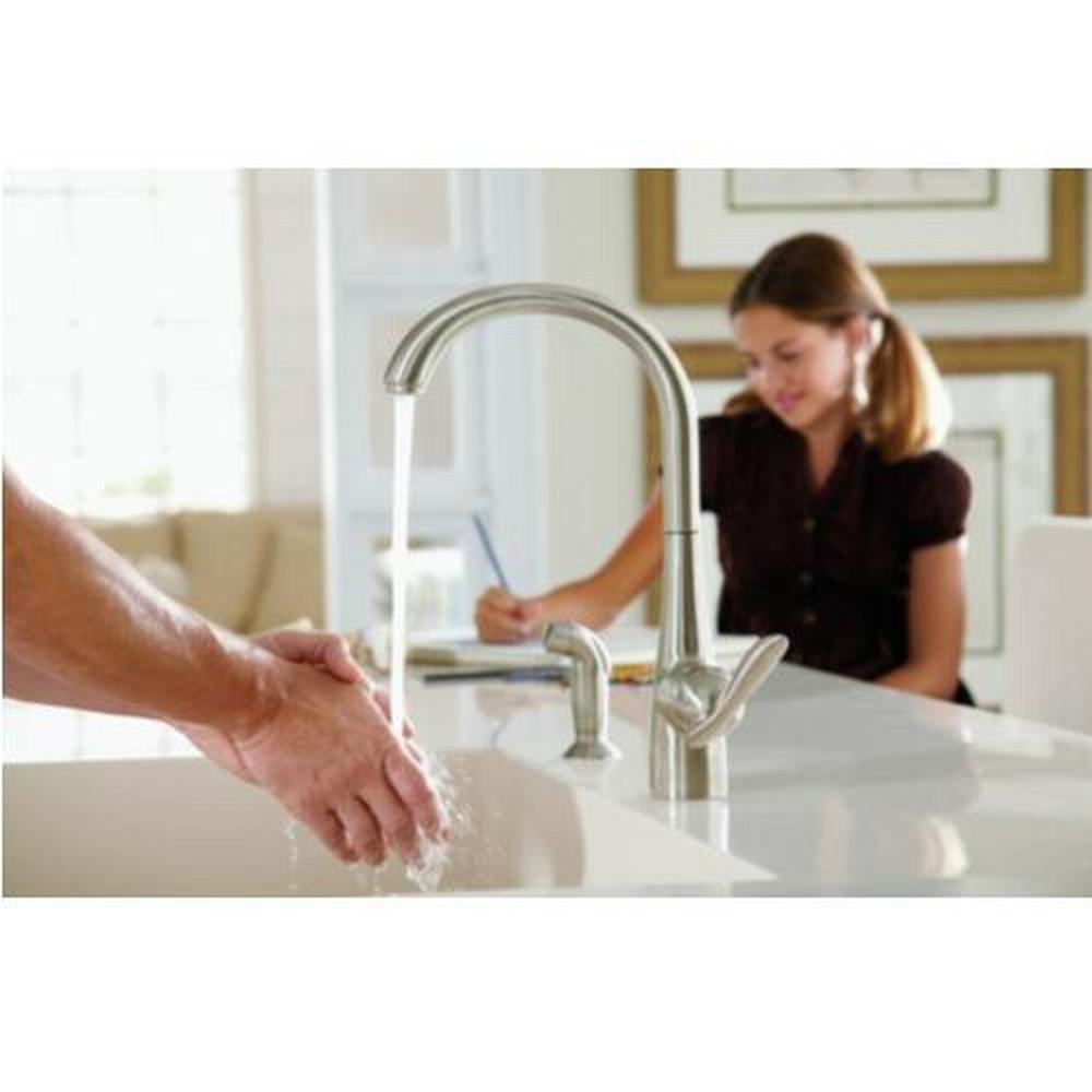 Moen Polished Chrome Single Handle Kitchen Faucet with Side Spray 