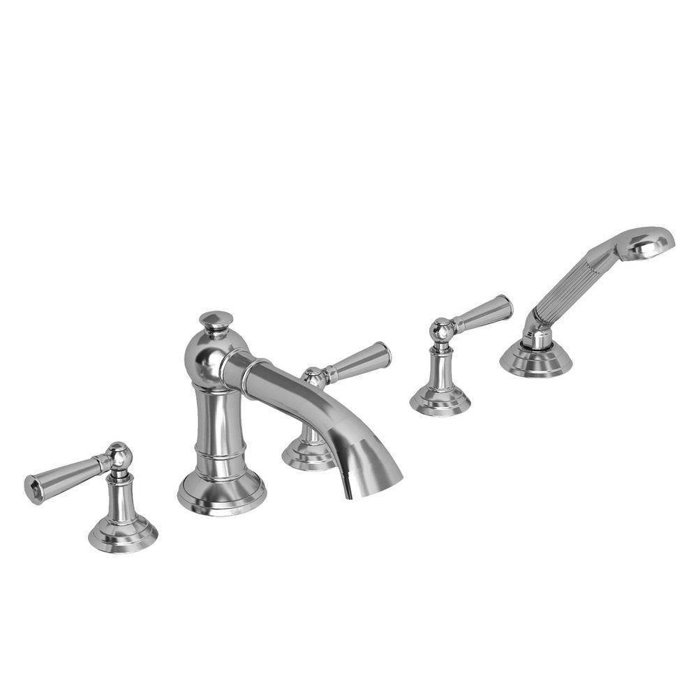 Newport Brass Polished Chrome 2 gpm 5-Hole Roman Tub with Hand Shower Deck Trim 