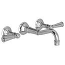 Two Handle Wall Mount Widespread Bathroom Sink Faucet in Antique Brass