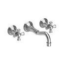Two Handle Wall Mount Bathroom Sink Faucet in Uncoated Polished Brass - Living