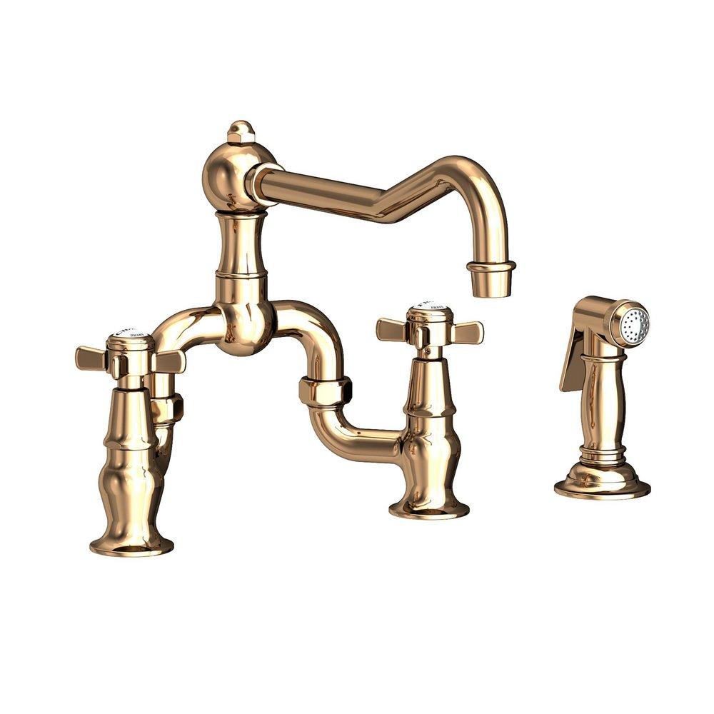 Newport Brass French Gold - PVD Two Handle Bridge Kitchen Faucet 