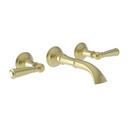 Two Handle Wall Mount Widespread Bathroom Sink Faucet in Satin Brass - PVD