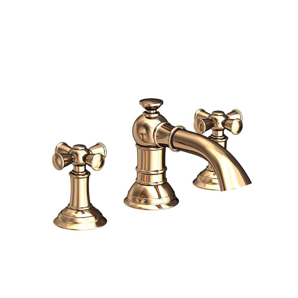 Newport Brass French Gold - PVD Two Handle Widespread Bathroom Sink Faucet Cross Handle 