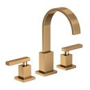 Two Handle Widespread Bathroom Sink Faucet in Uncoated Polished Brass - Living