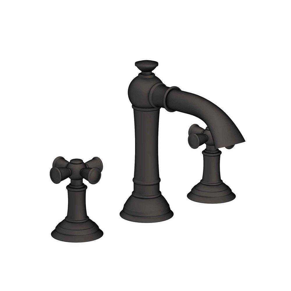 Newport Brass Flat Black Widespread Bathroom Sink Faucet with Double Cross Handle 