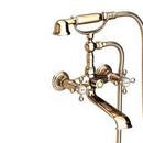 Three Handle Wall Mount Tub Filler with Handshower in French Gold - PVD