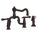 3-Hole Bridge Kitchen Faucet with Double Lever Handle and Sidespray in Venetian Bronze