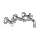 Two Handle Wall Mount Bathroom Sink Faucet in Polished Chrome