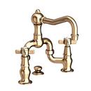 Newport Brass French Gold - PVD Bridge Bathroom Sink Faucet with Double Cross Handle 