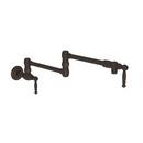 1-Hole Wall Mount Pot Filler Faucet with Double Lever Handle in Oil Rubbed Bronze - Hand Relieved