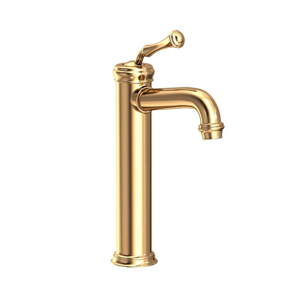 Single Handle Vessel Filler Bathroom Sink Faucet in Uncoated Polished Brass - Living 