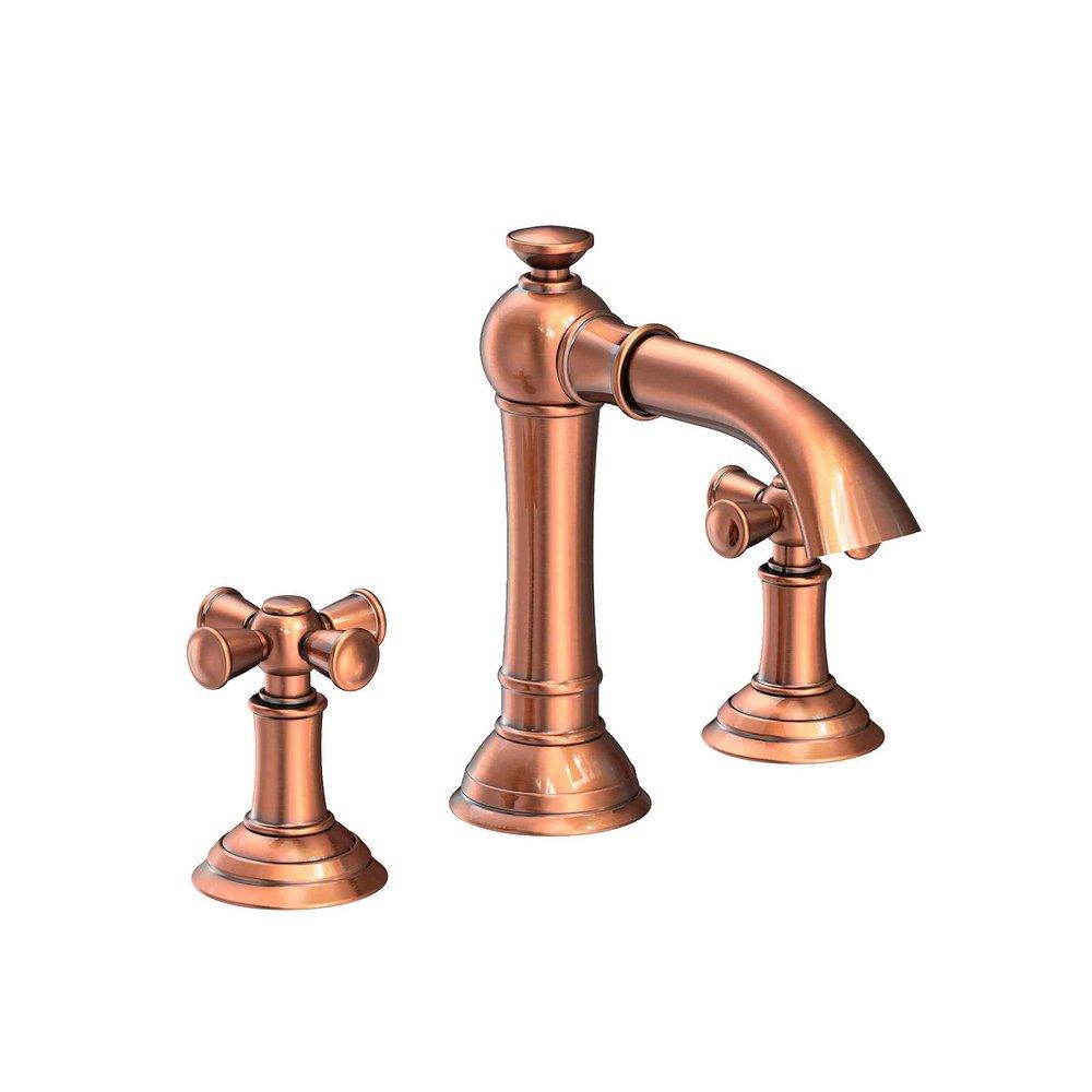 Newport Brass Antique Copper Widespread Bathroom Sink Faucet with Double Cross Handle 