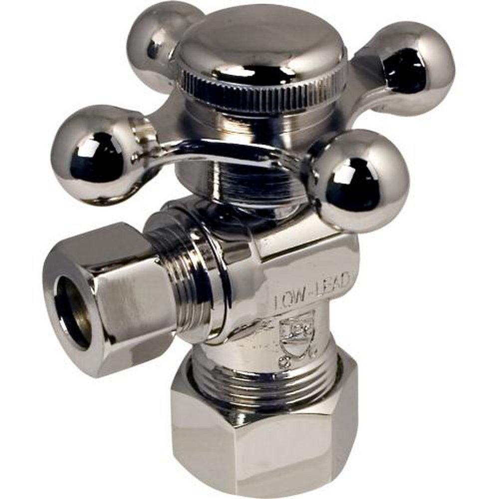 Signature Hardware PVD Polished Nickel 5/8 x 3/8 in. Compression Cross Angle Supply Stop Valve 
