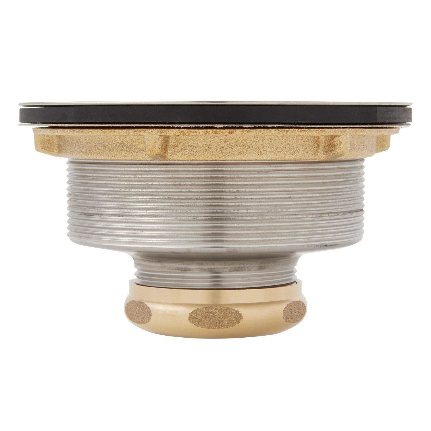 Signature Hardware Stainless Steel 3 1/2 in. Brass Basket Strainer with Lift Stopper 