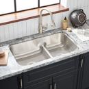 Signature Hardware Brushed Stainless Steel 34 x 21 in. No Hole 60/40 Double Bowl Undermount Kitchen Sink 