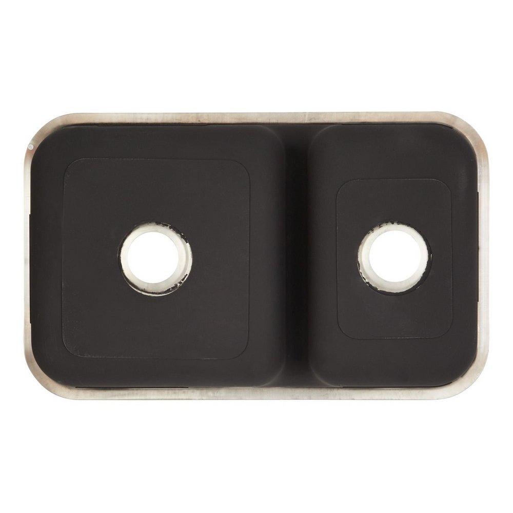 Signature Hardware Brushed Stainless Steel 34 x 21 in. No Hole 60/40 Double Bowl Undermount Kitchen Sink 