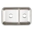 Signature Hardware Brushed Stainless Steel 34 x 21 in. No Hole Stainless Steel Double Bowl Undermount Kitchen Sink 