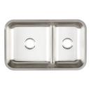 Signature Hardware Brushed Stainless Steel 34 x 21 in. No Hole 60/40 Double Bowl Undermount Kitchen Sink 