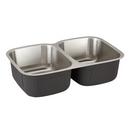 Signature Hardware Brushed Stainless Steel 32-13/16 x 20-3/8 in. No Hole Stainless Steel Double Bowl Undermount Kitchen Sink 