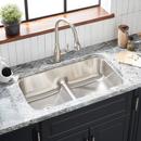 Signature Hardware Brushed Stainless Steel 32 x 18-1/2 in. Stainless Steel Double Bowl Undermount Kitchen Sink 