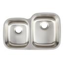 Signature Hardware Brushed Stainless Steel 31-5/8 x 20-5/16 in. No Hole Stainless Steel Double Bowl Undermount Kitchen Sink 
