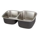 Signature Hardware Brushed Stainless Steel 31-5/8 x 20-5/16 in. No Hole Stainless Steel Double Bowl Undermount Kitchen Sink 
