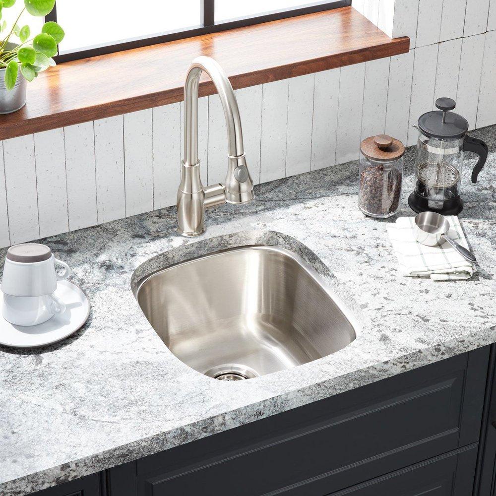Signature Hardware Stainless Steel 15-3/4 x 18 in. No Hole Stainless Steel Undermount Bar Sink 