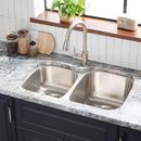 Signature Hardware Brushed Stainless Steel 31-5/8 x 20-5/16 in. No Hole Stainless Steel Double Bowl Undermount Kitchen Sink 