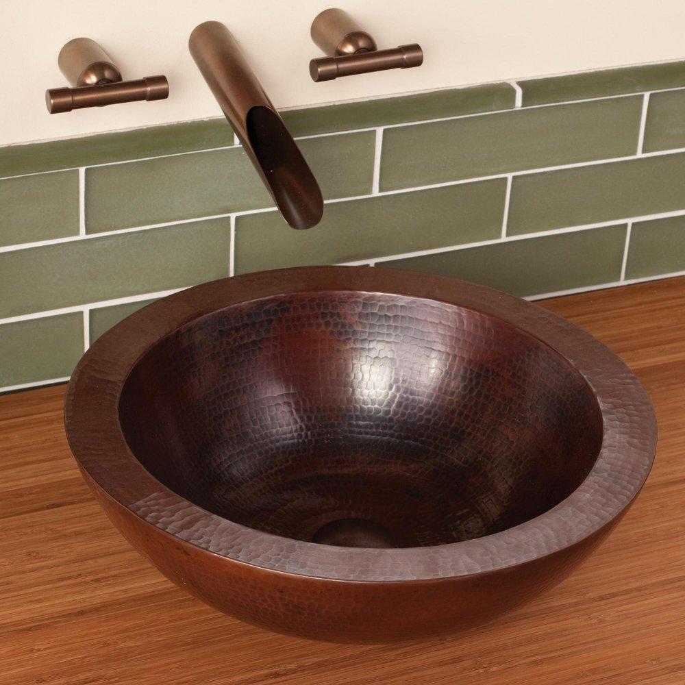 Native Trails Antique Copper Round Vessel Lavatory Sink 