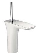 Single Handle Monoblock Bathroom Sink Faucet in Polished Chrome with White