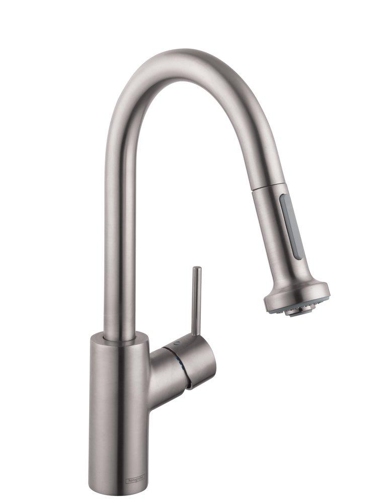 Hansgrohe Steel Optic Single Handle Pull Down Kitchen Faucet 