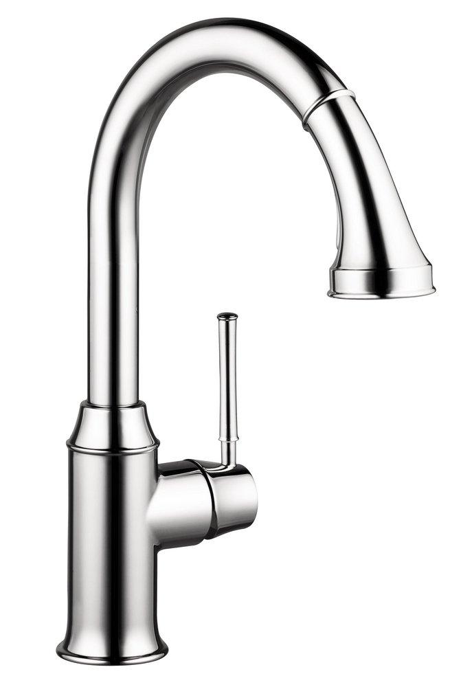 Hansgrohe Polished Chrome 1-Hole Pull-Down High Arc Kitchen Faucet 