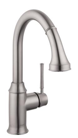 Single Handle Pull Down Kitchen Faucet in Steel Optic