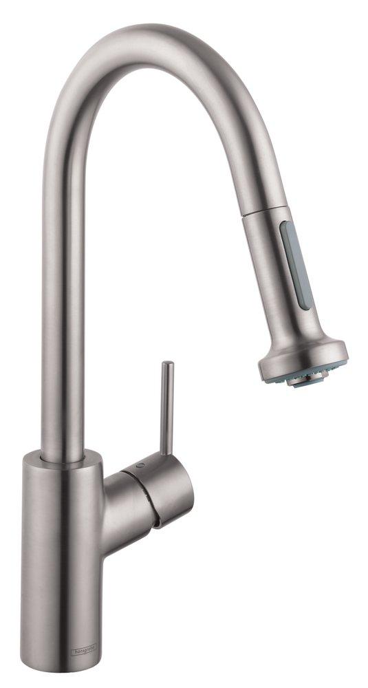 Hansgrohe Steel Optic Single Handle Pull Down Kitchen Faucet 