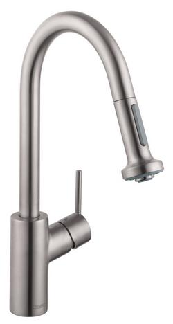 Single Handle Pull Down Kitchen Faucet in Steel Optic