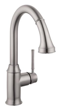 Single Handle Pull Down Kitchen Faucet in Steel Optic