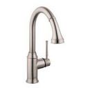 1-Hole Pull-Down High Arc Kitchen Faucet in Steel Optik