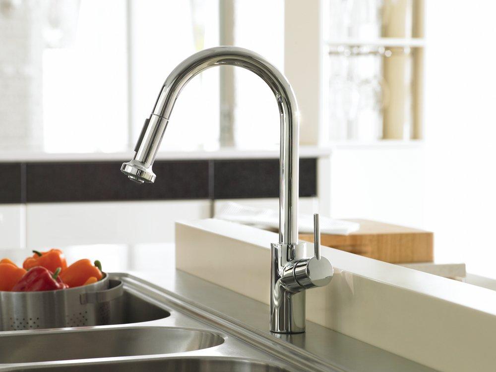 Hansgrohe Polished Chrome Single Handle Pull Down Kitchen Faucet 