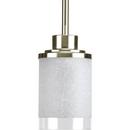 1 Light 100W Mini Pendant with White Linen Finished Glass Brushed Nickel
